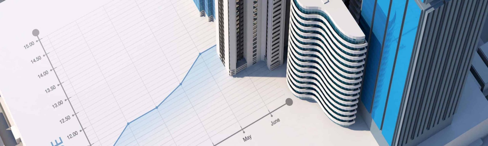 Price stock value graph of property and real estate investment, 3d rendering